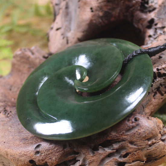 Koru pendant carved from Kawakawa Pounamu - NZ Greenstone