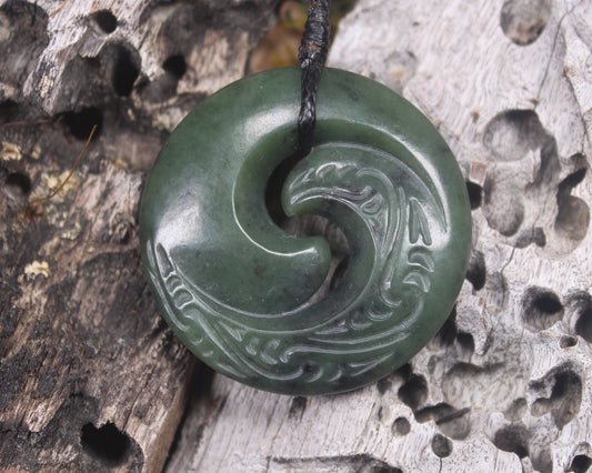 Koru carved from Rimu Pounamu - NZ Greenstone