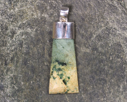 Sterling Silver Greenstone Pendant carved from Flower Jade Pounamu - NZ Greenstone