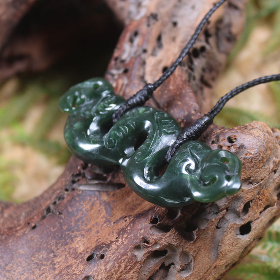 Pekapeka Pendant carved from Kawakawa Pounamu - NZ Greenstone
