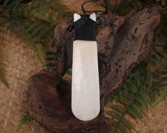 Toki or Adze with Koru carved from Beef Bone