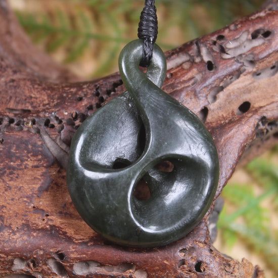Twist carved from Rimu Pounamu - NZ Greenstone