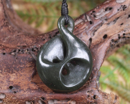 Twist carved from Rimu Pounamu - NZ Greenstone
