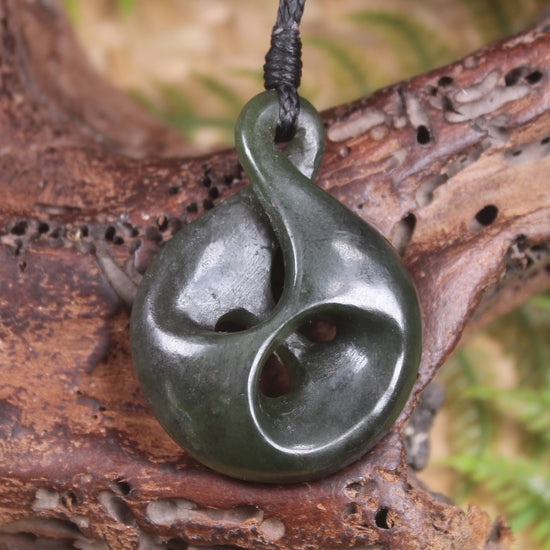 Twist carved from Rimu Pounamu - NZ Greenstone
