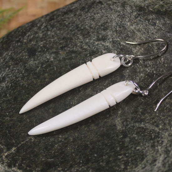 nz beef bone tooth earrings