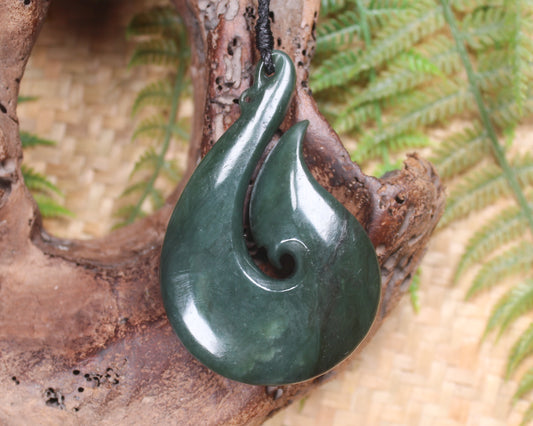 Hei Matau carved from Inanga Pounamu - NZ Greenstone