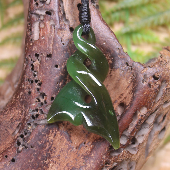 Whale Tail carved from Kawakawa Pounamu - NZ Greenstone