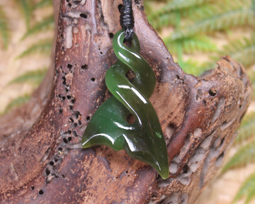 Whale Tail carved from Kawakawa Pounamu - NZ Greenstone