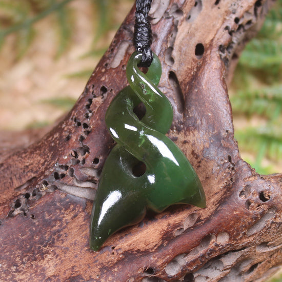 Whale Tail carved from Kawakawa Pounamu - NZ Greenstone