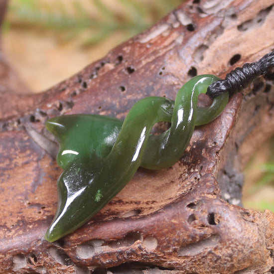 Whale Tail carved from Kawakawa Pounamu - NZ Greenstone