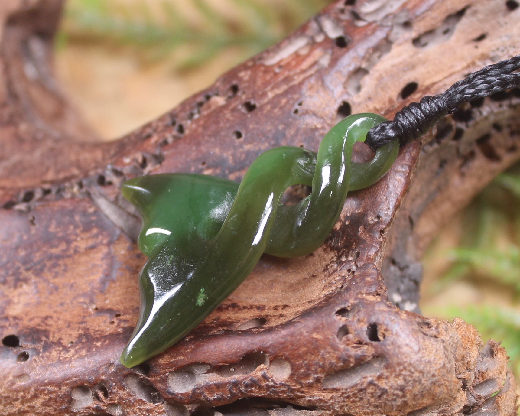 Whale Tail carved from Kawakawa Pounamu - NZ Greenstone