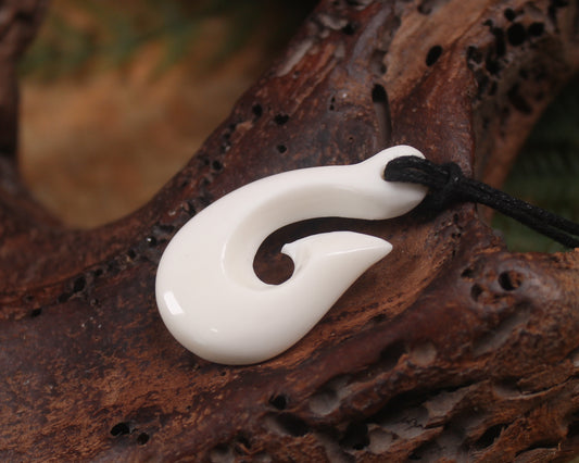 Hei Matau carved from NZ beef bone