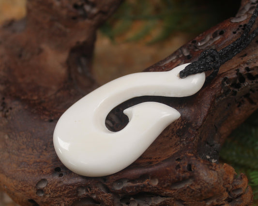 Hei Matau carved from NZ beef bone