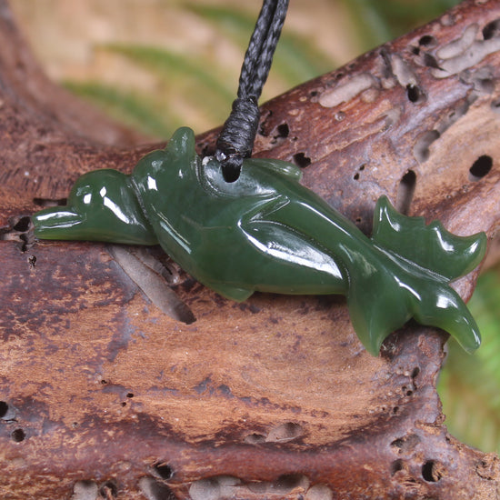 Dolphin or Aihe Pendant - Kawakawa Pounamu - NZ Greenstone