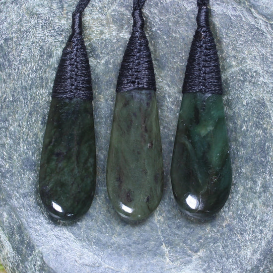Roimata Teardrop carved from Rimu Pounamu - NZ Greenstone