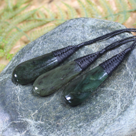 Roimata Teardrop carved from Rimu Pounamu - NZ Greenstone