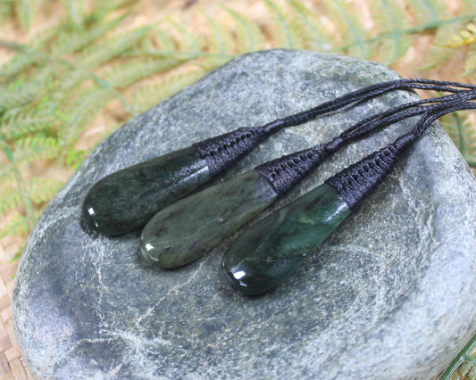 Roimata Teardrop carved from Rimu Pounamu - NZ Greenstone