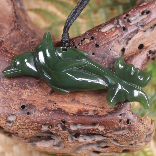 Dolphin or Aihe Pendant - Kawakawa Pounamu - NZ Greenstone