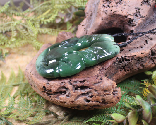 Hei Tiki carved from Rimu Pounamu - NZ Greenstone
