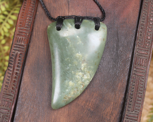 Taniwha Tooth or Niho carved from Kokopu Pounamu - NZ Greenstone