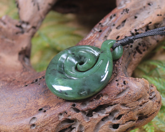 Koru Twist carved from Hapopo Pounamu - NZ Greenstone
