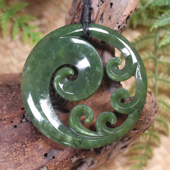 Koru carved from Rimu Pounamu - NZ Greenstone