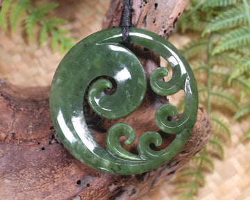 Koru carved from Rimu Pounamu - NZ Greenstone