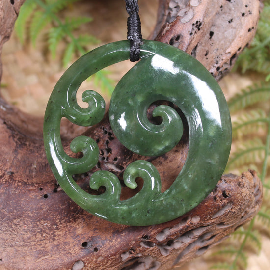 Koru carved from Rimu Pounamu - NZ Greenstone