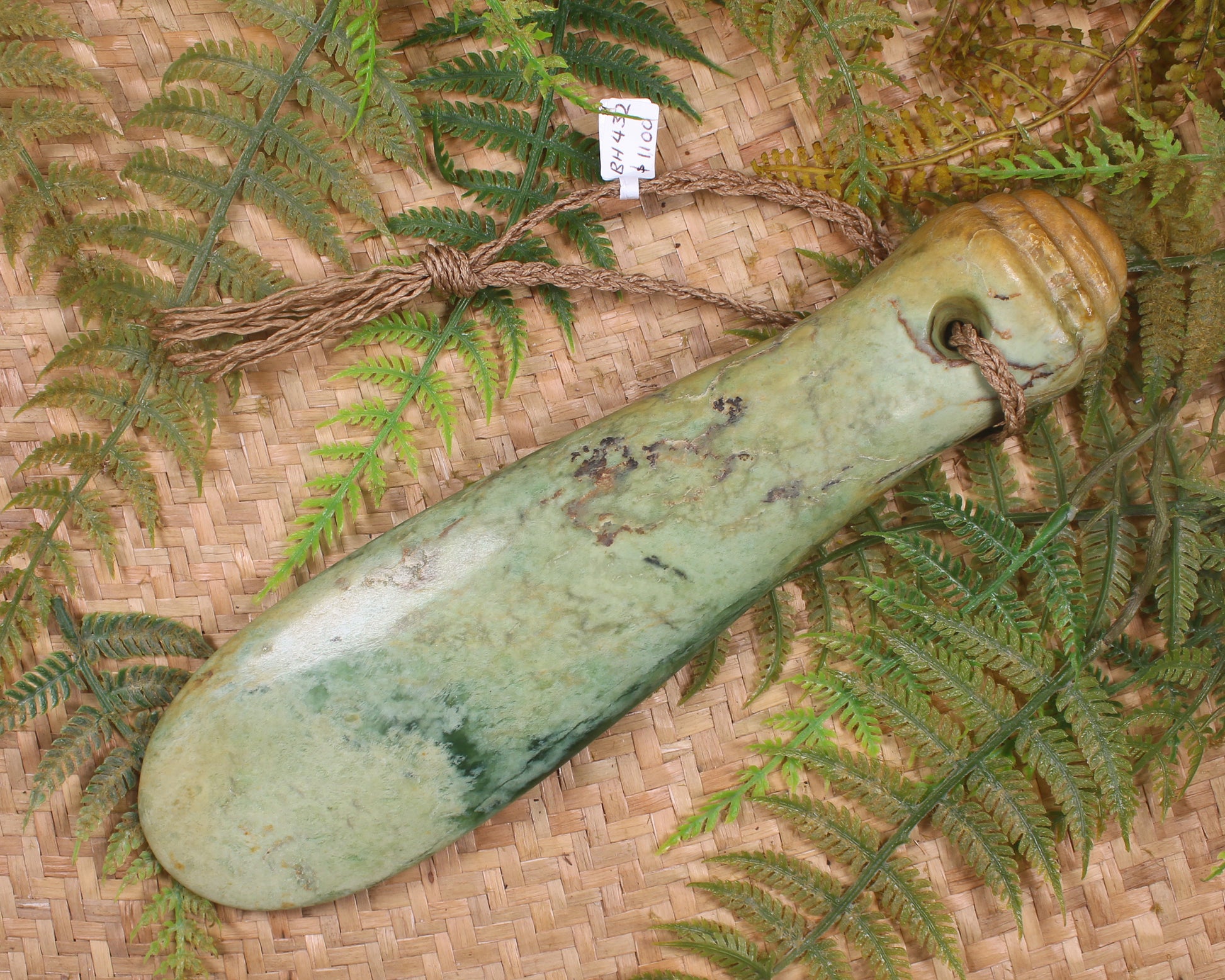 Mere carved from Flower Jade Pounamu - NZ Greenstone