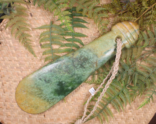 Mere carved from Flower Jade Pounamu - NZ Greenstone