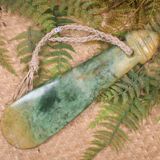 Mere carved from Flower Jade Pounamu - NZ Greenstone