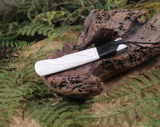 Toki or Adze with Koru carved from Beef Bone