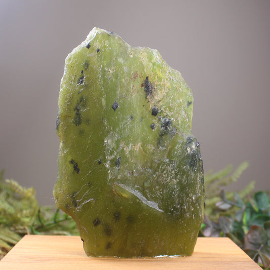 Freeform Tangiwai Pounamu Sculpture set on a wooden base - NZ Greenstone