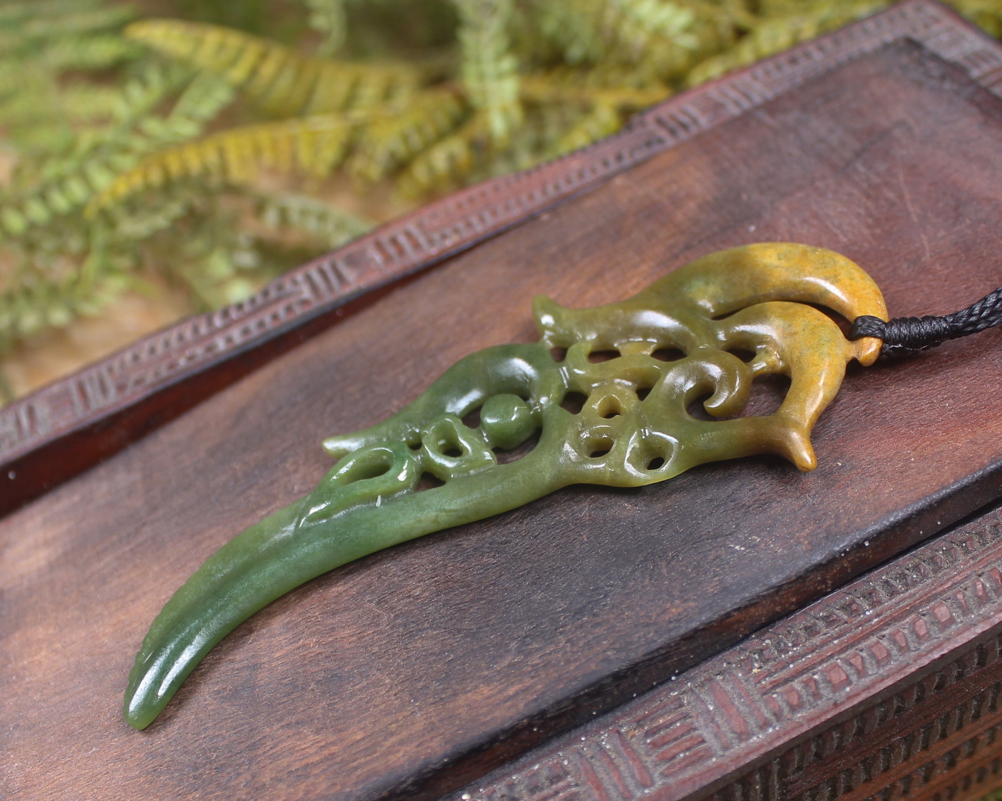 Manaia carved from Flower Jade Pounamu - NZ Greenstone