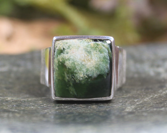 Sterling Silver Flower Jade Pounamu Ring - NZ Greenstone