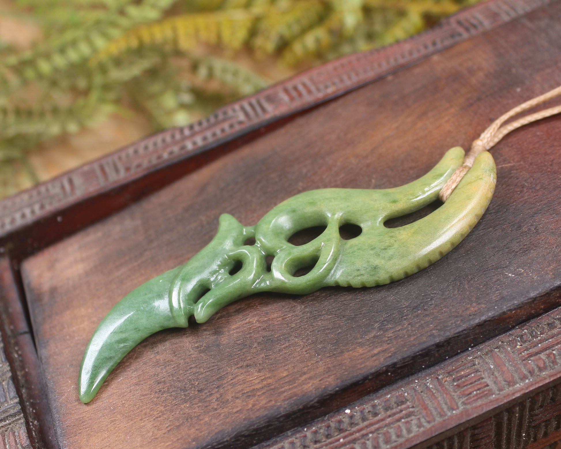 Manaia carved from Flower Jade Pounamu - NZ Greenstone