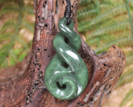 Koru Twist carved from Hapopo Pounamu - NZ Greenstone