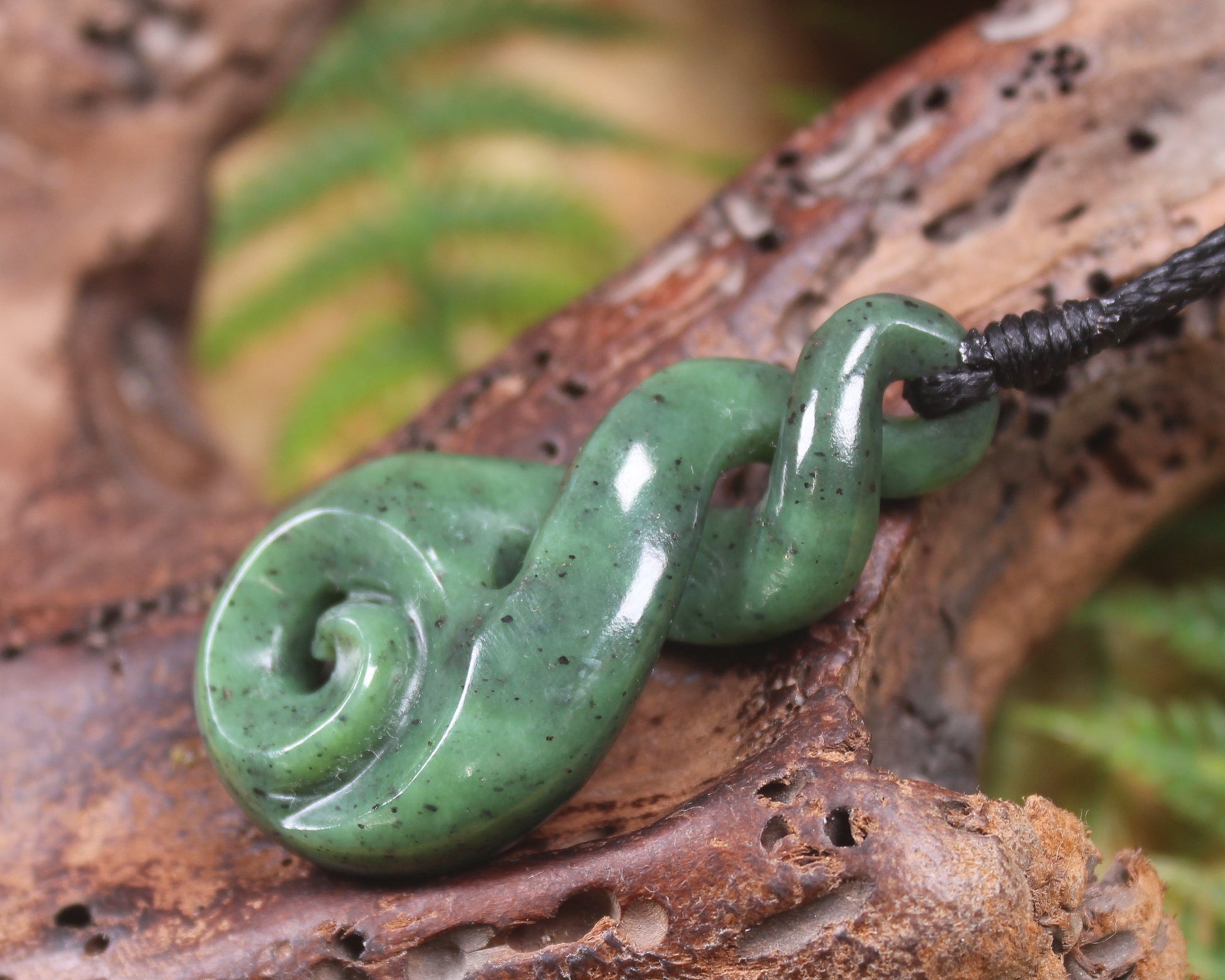 Koru Twist carved from Hapopo Pounamu - NZ Greenstone