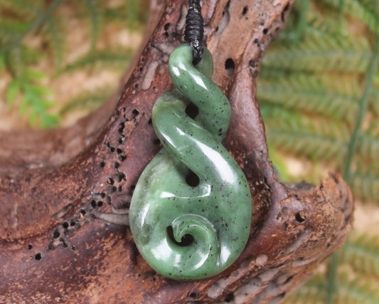 Koru Twist carved from Hapopo Pounamu - NZ Greenstone