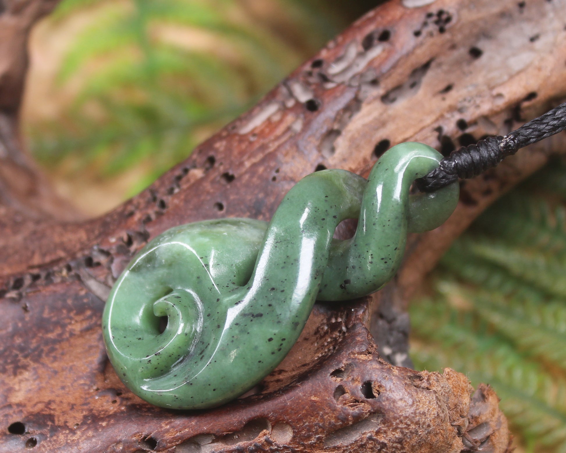 Koru Twist carved from Hapopo Pounamu - NZ Greenstone