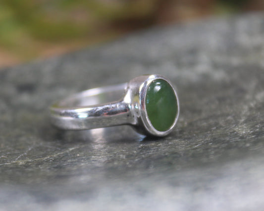 Sterling Silver Hapopo Pounamu Ring - NZ Greenstone