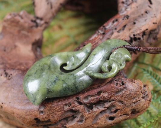 Manaia pendant carved from NZ Serpentine
