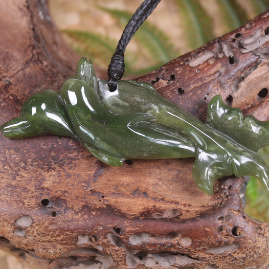 Dolphin or Aihe Pendant - Rimu Pounamu - NZ Greenstone
