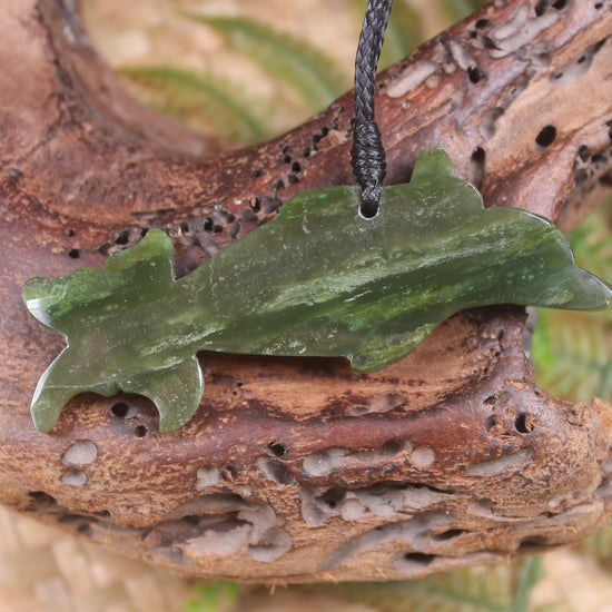 Dolphin or Aihe Pendant - Rimu Pounamu - NZ Greenstone
