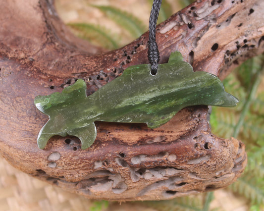 Dolphin or Aihe Pendant - Rimu Pounamu - NZ Greenstone