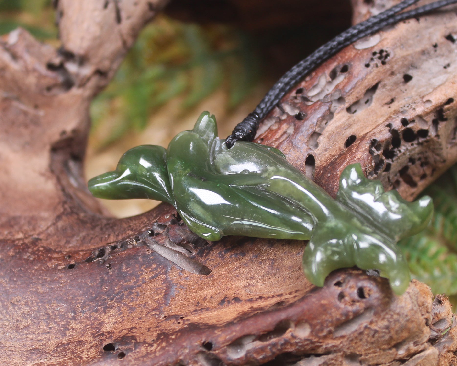 Dolphin or Aihe Pendant - Rimu Pounamu - NZ Greenstone