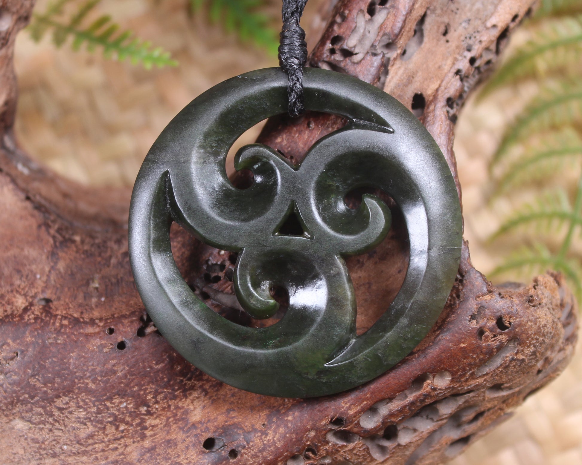 Koru carved from Rimu Pounamu - NZ Greenstone