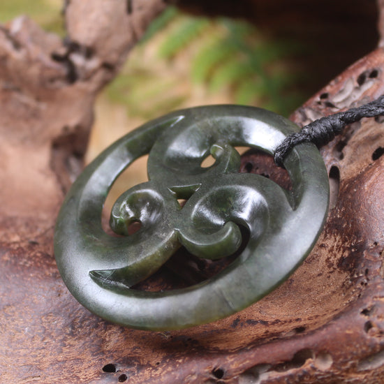 Koru carved from Rimu Pounamu - NZ Greenstone