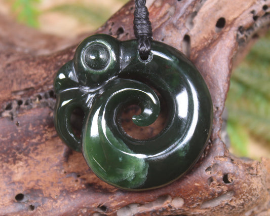 Koropepe carved from Kawakawa Pounamu - NZ Greenstone