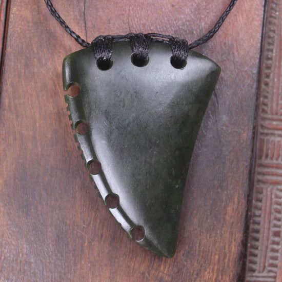 Taniwha Tooth or Niho carved from Rimu Pounamu - NZ Greenstone